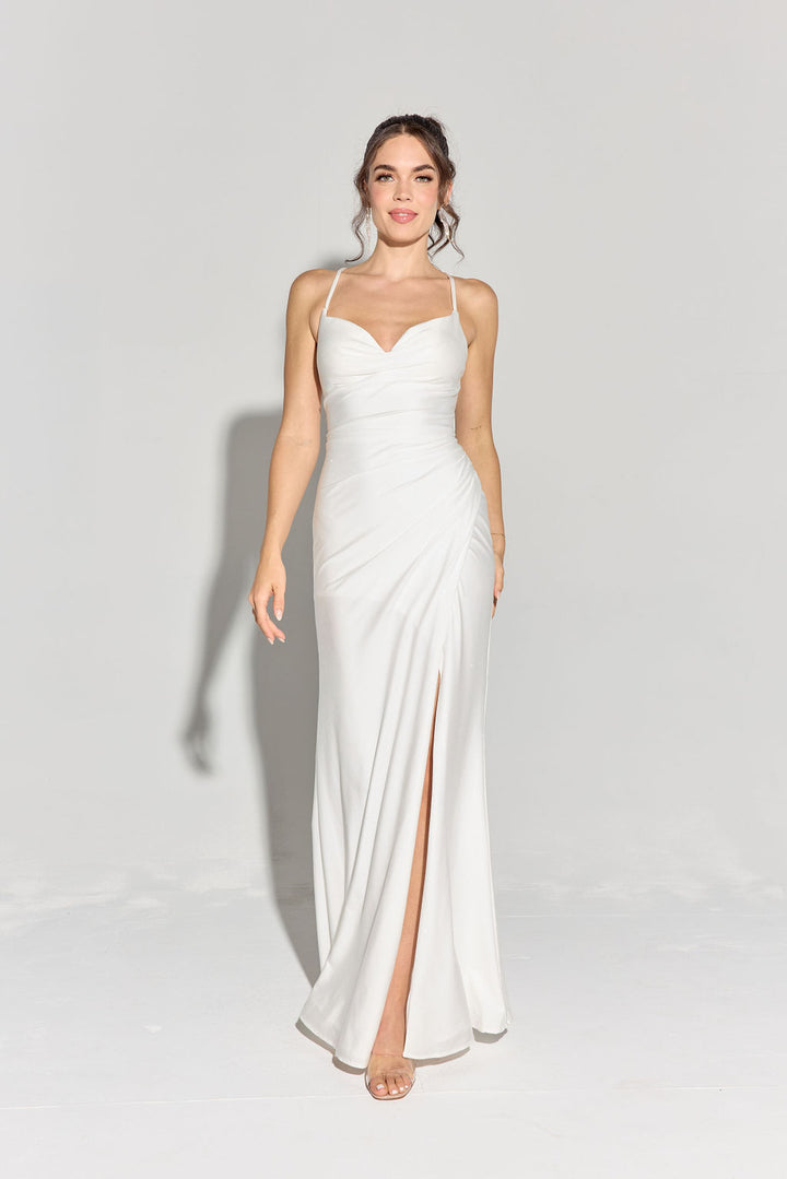 Glitter Jersey Sleeveless Slit Gown by Eureka EK136
