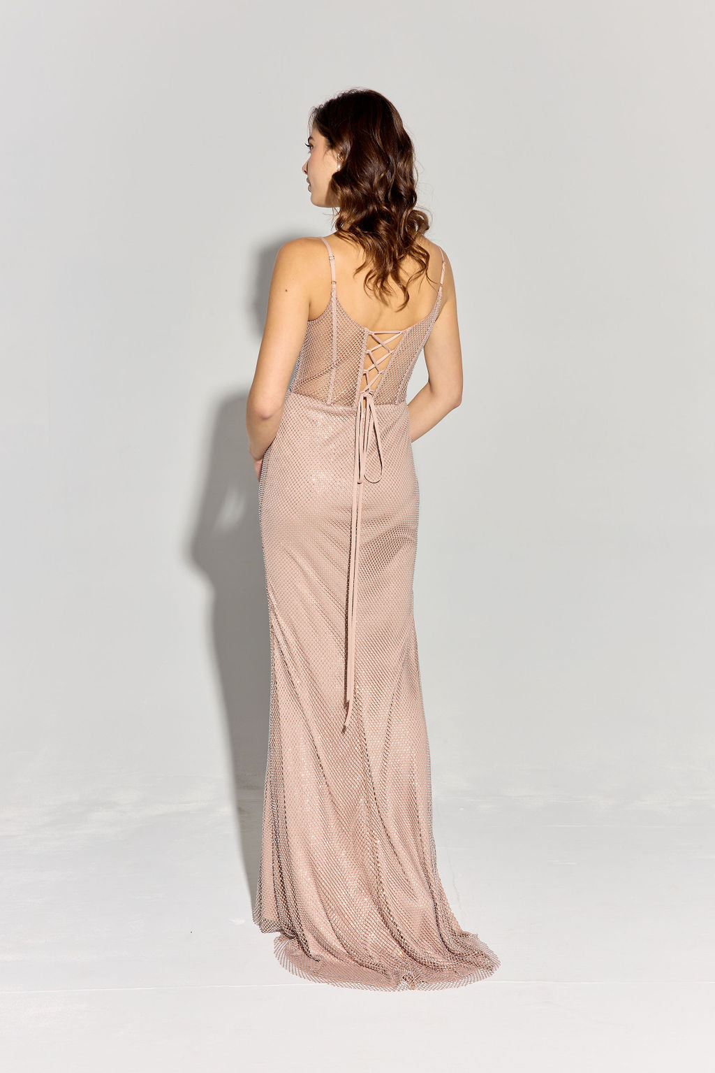 Beaded Net Sleeveless Slit Gown by Eureka EK161