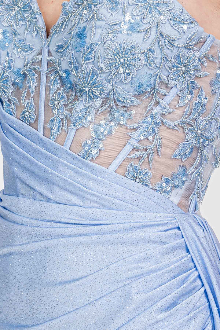 Glitter Jersey Sleeveless Slit Gown by Eureka EK166