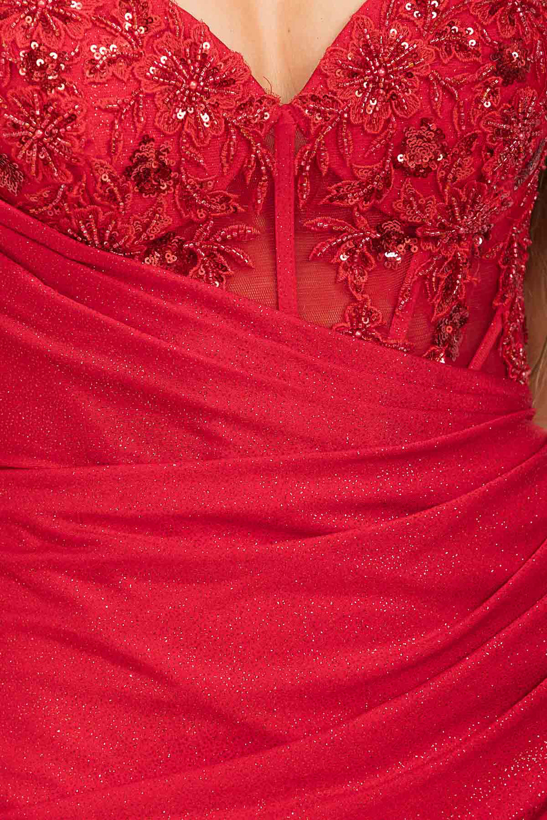 Glitter Jersey Sleeveless Slit Gown by Eureka EK166