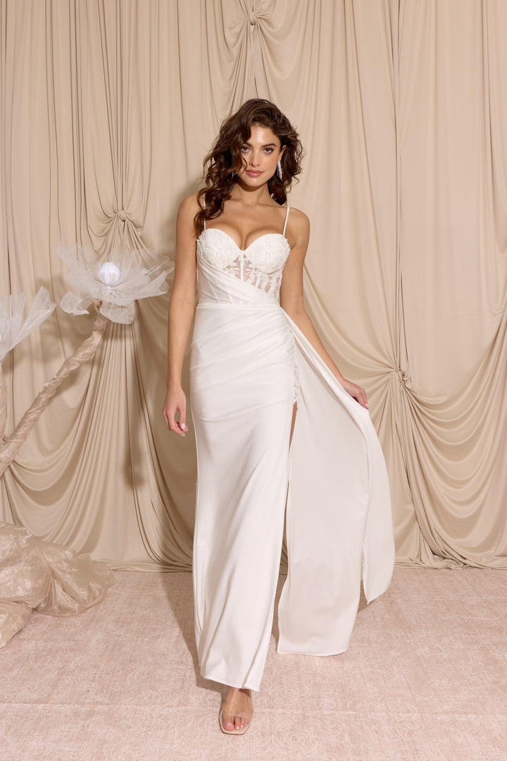 Glitter Jersey Sleeveless Slit Gown by Eureka EK166