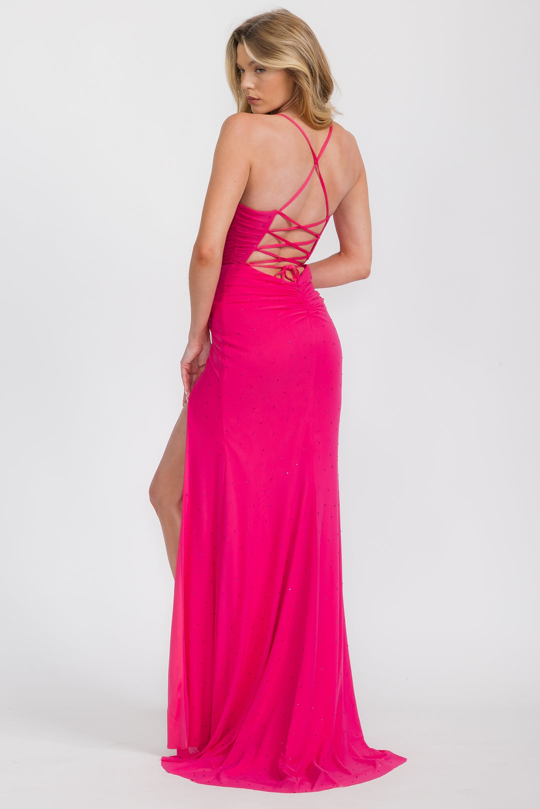 Beaded Jersey Sleeveless Slit Gown by Eureka EK187B