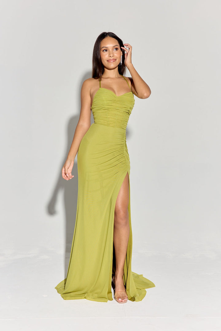 Jersey Fitted Sleeveless Slit Gown by Eureka EK187