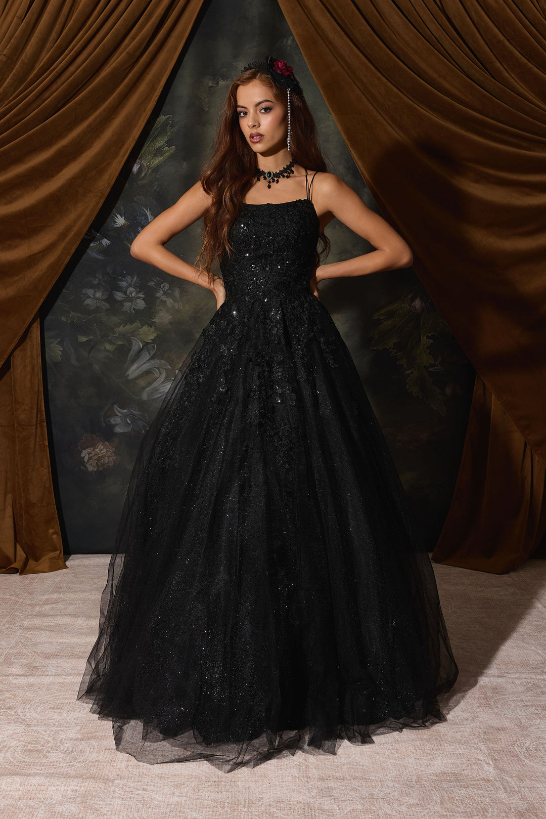 Applique Sleeveless A-line Gown by Eureka EK197