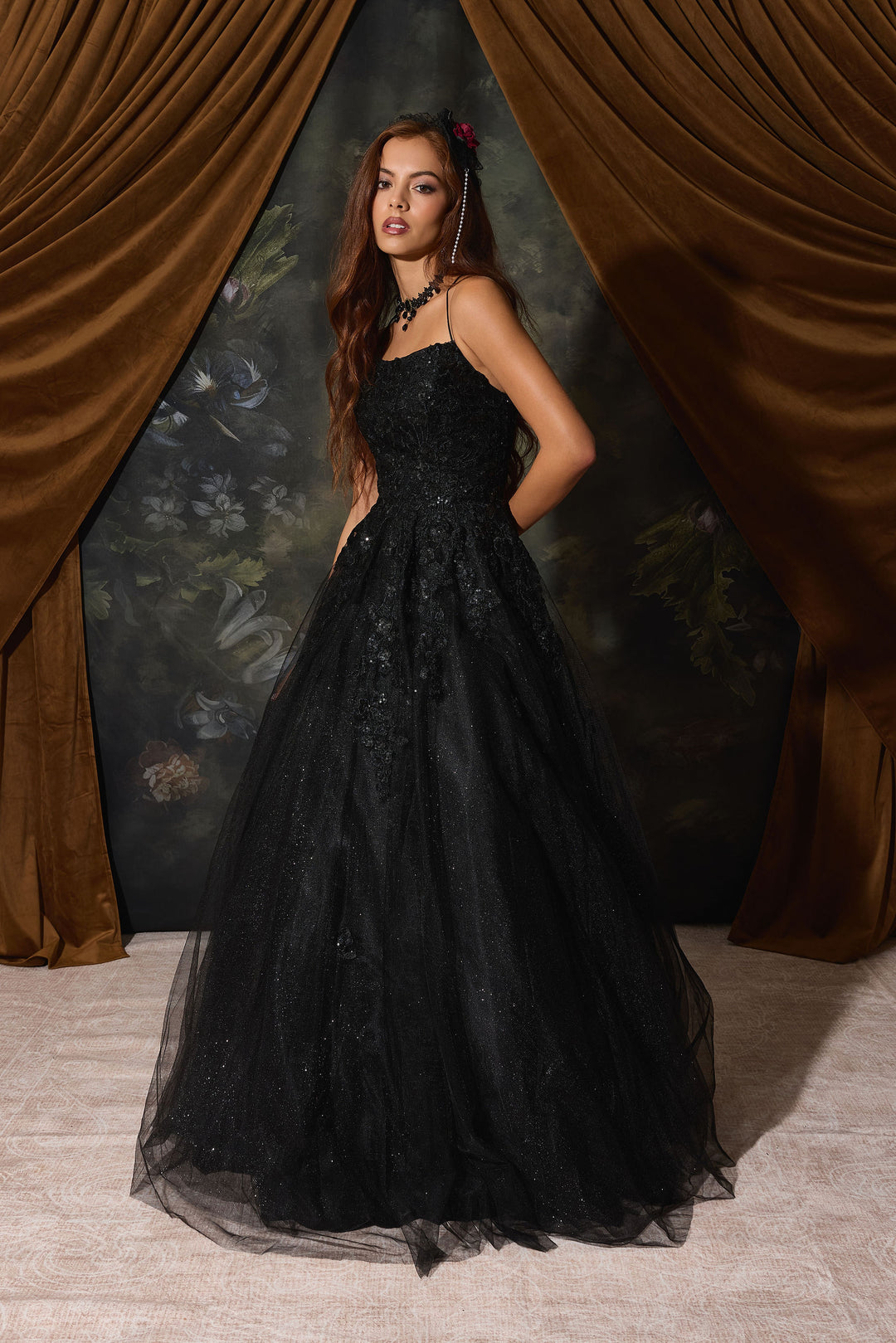 Applique Sleeveless A-line Gown by Eureka EK197