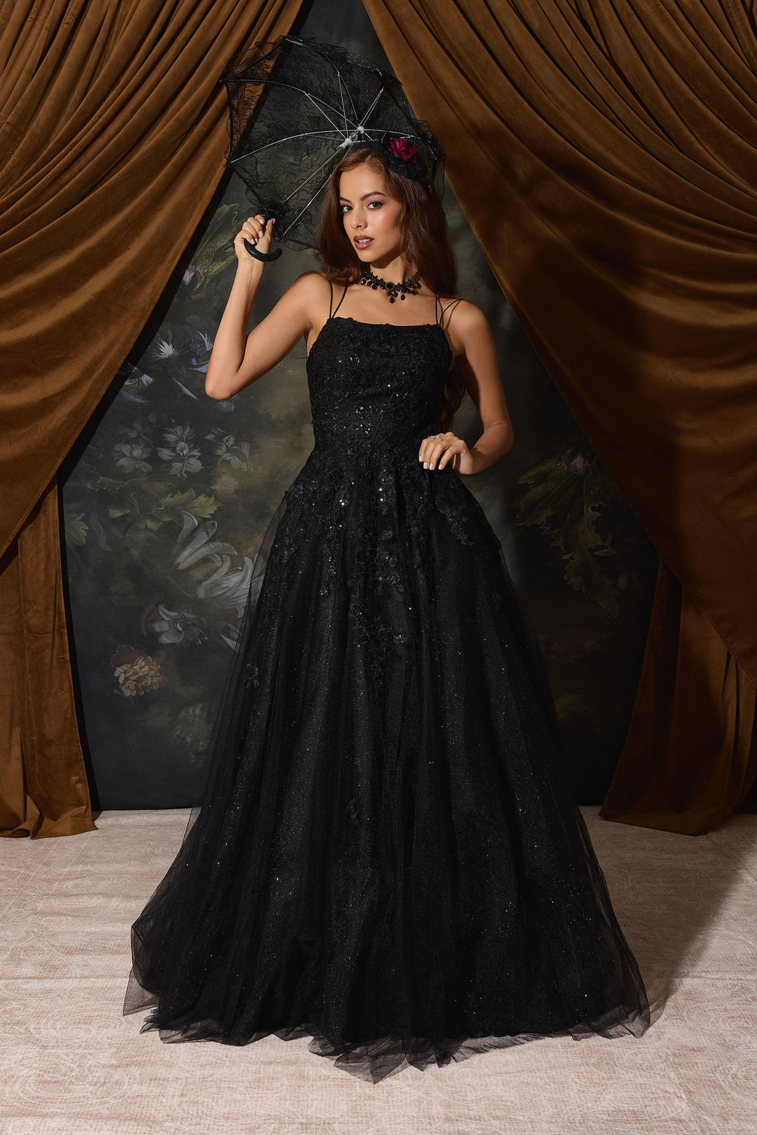Applique Sleeveless A-line Gown by Eureka EK197