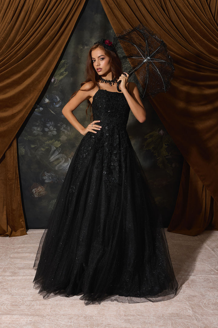 Applique Sleeveless A-line Gown by Eureka EK197