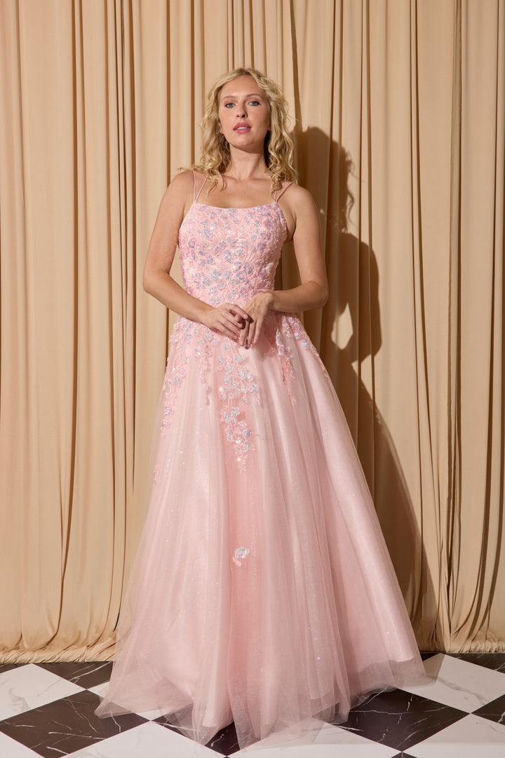 Applique Sleeveless A-line Gown by Eureka EK197