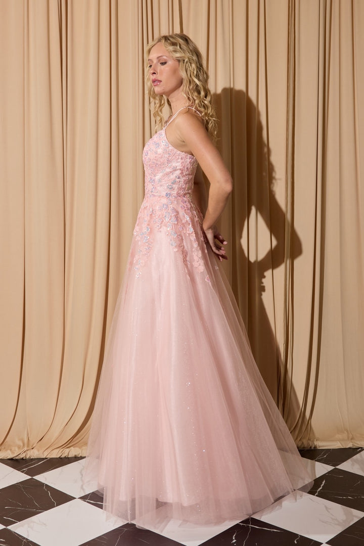 Applique Sleeveless A-line Gown by Eureka EK197