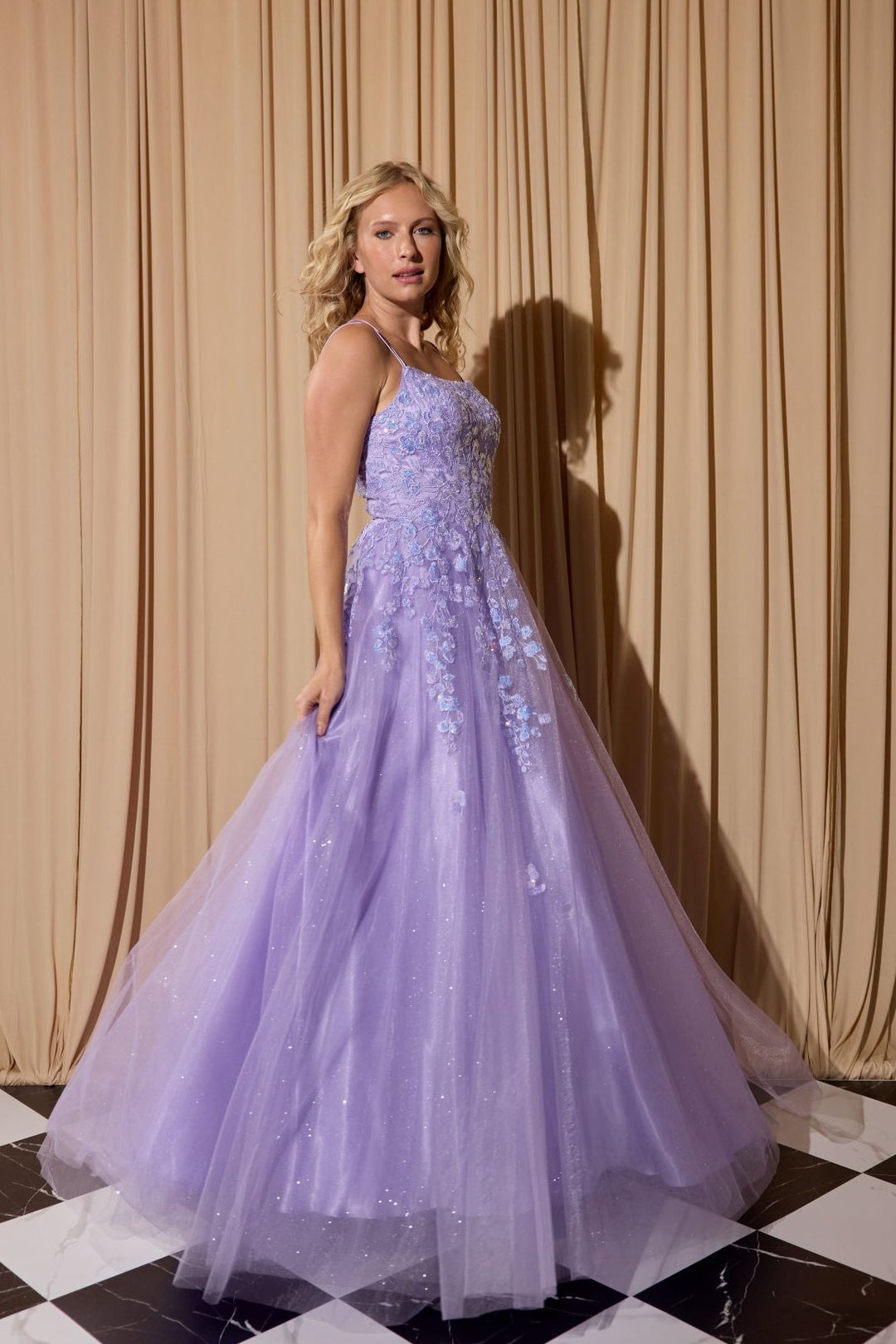 Applique Sleeveless A-line Gown by Eureka EK197