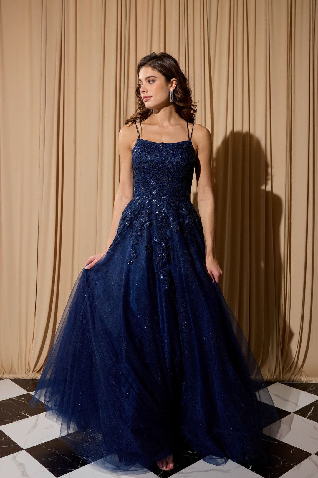 Applique Sleeveless A-line Gown by Eureka EK197