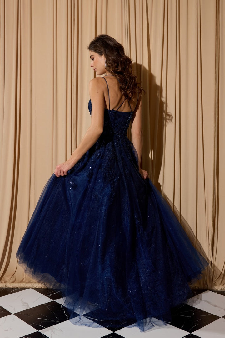 Applique Sleeveless A-line Gown by Eureka EK197