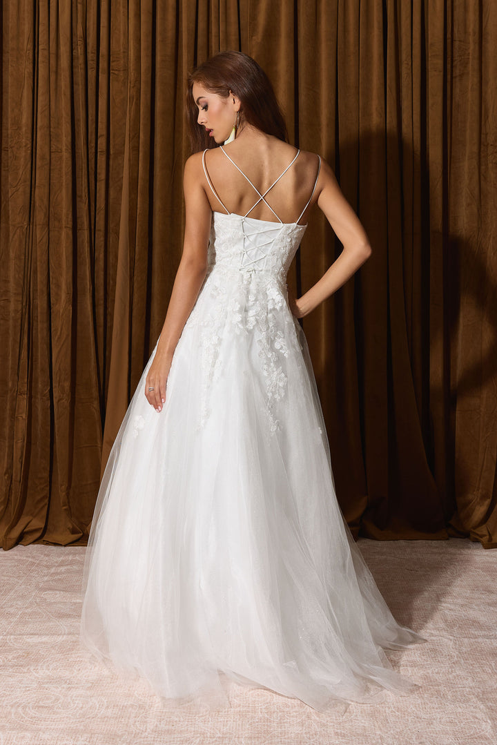 Applique Sleeveless A-line Gown by Eureka EK197