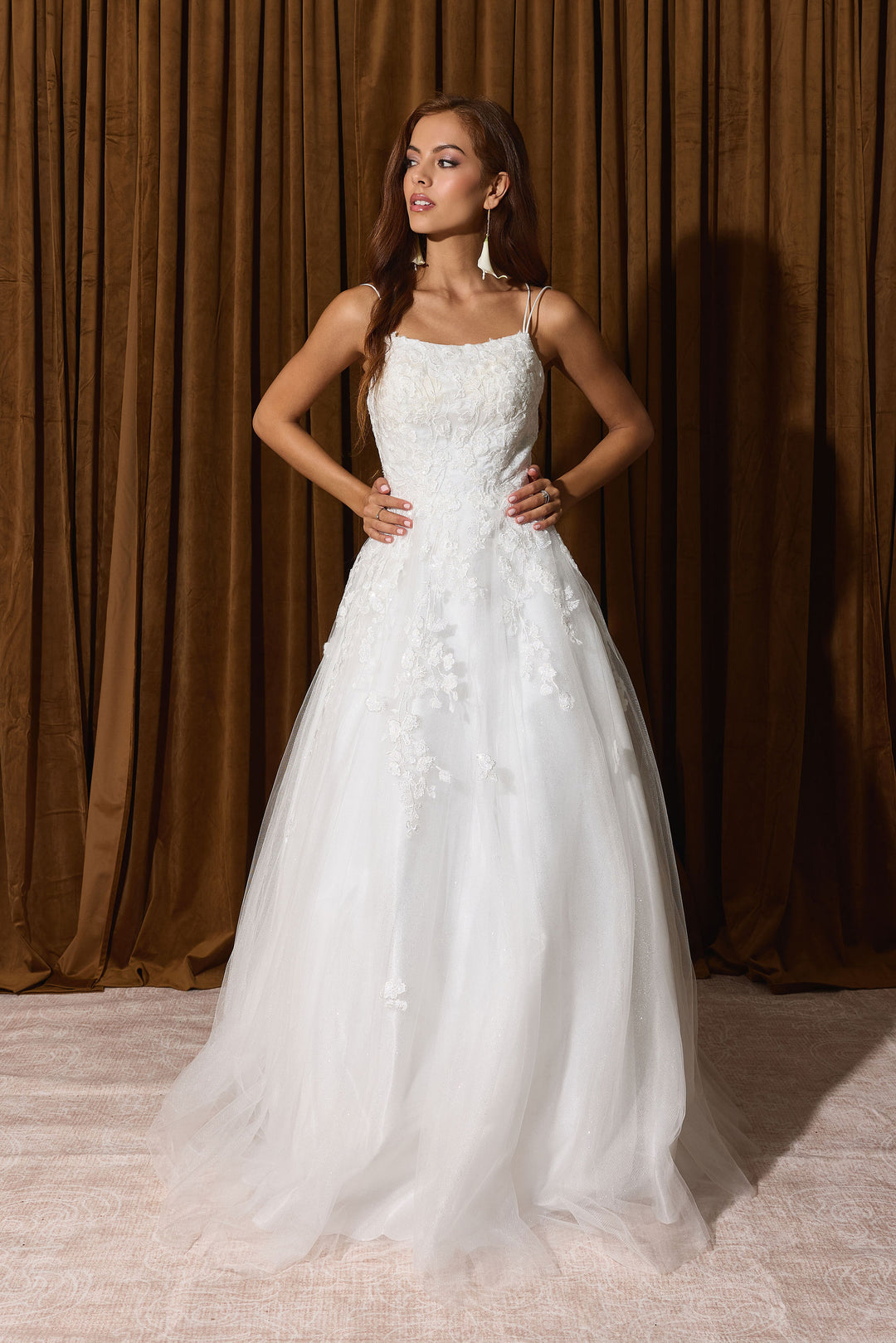 Applique Sleeveless A-line Gown by Eureka EK197