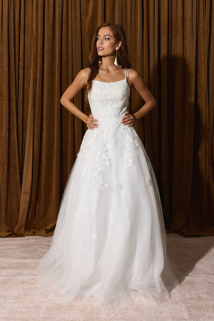 Applique Sleeveless A-line Gown by Eureka EK197