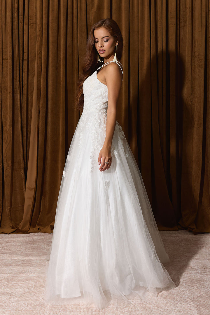 Applique Sleeveless A-line Gown by Eureka EK197
