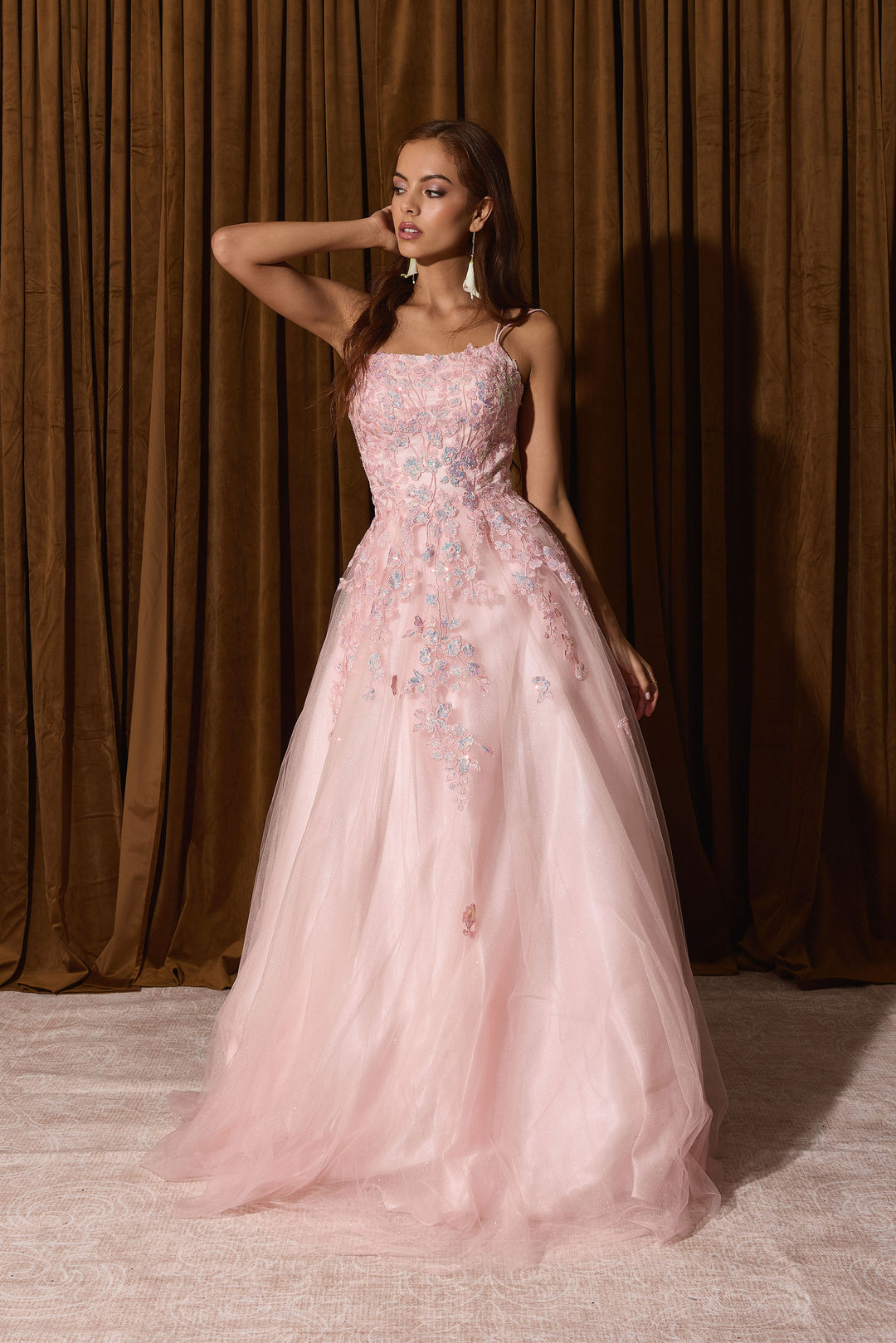 Applique Sleeveless A-line Gown by Eureka EK197