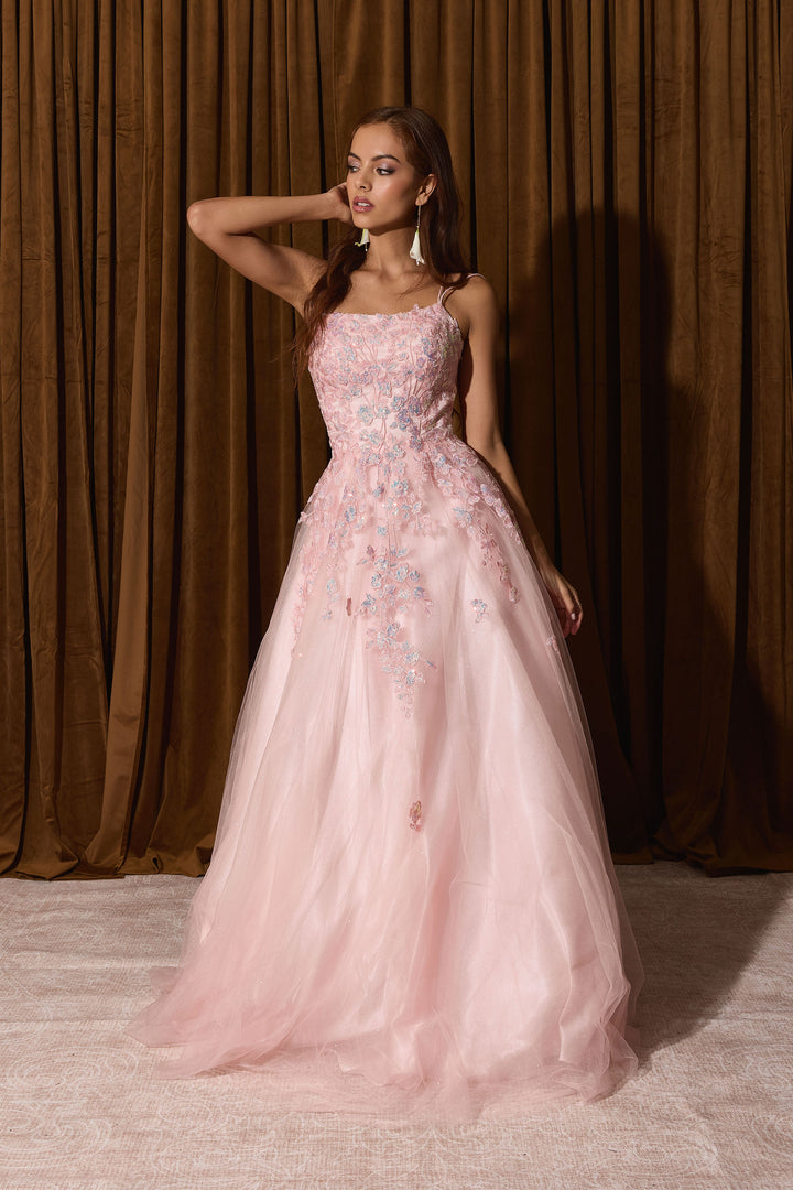 Applique Sleeveless A-line Gown by Eureka EK197