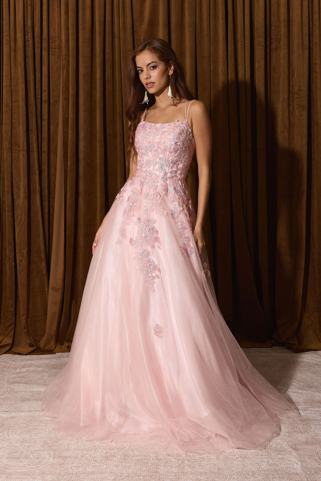 Applique Sleeveless A-line Gown by Eureka EK197
