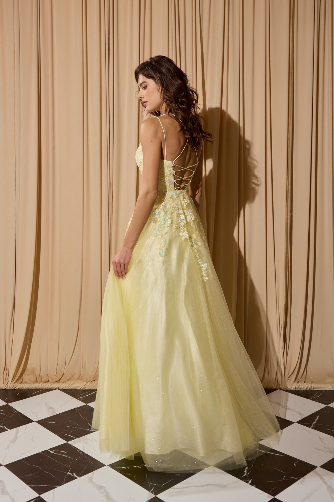 Applique Sleeveless A-line Gown by Eureka EK197