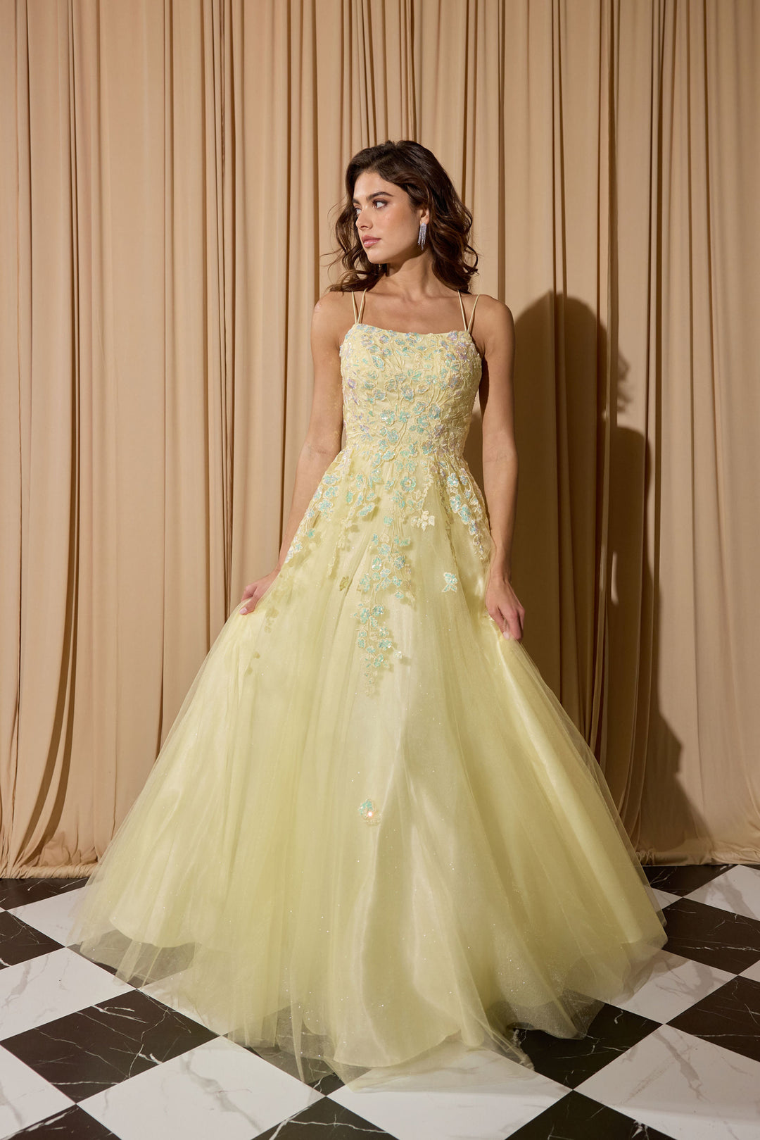 Applique Sleeveless A-line Gown by Eureka EK197