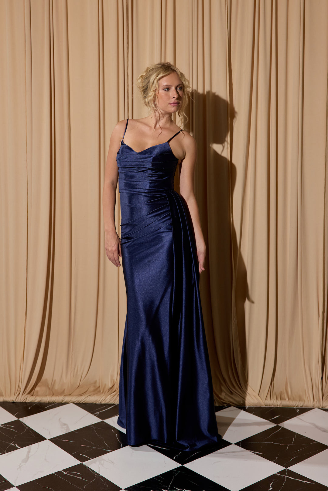 Satin Fitted Sleeveless Slit Gown by Eureka EK199