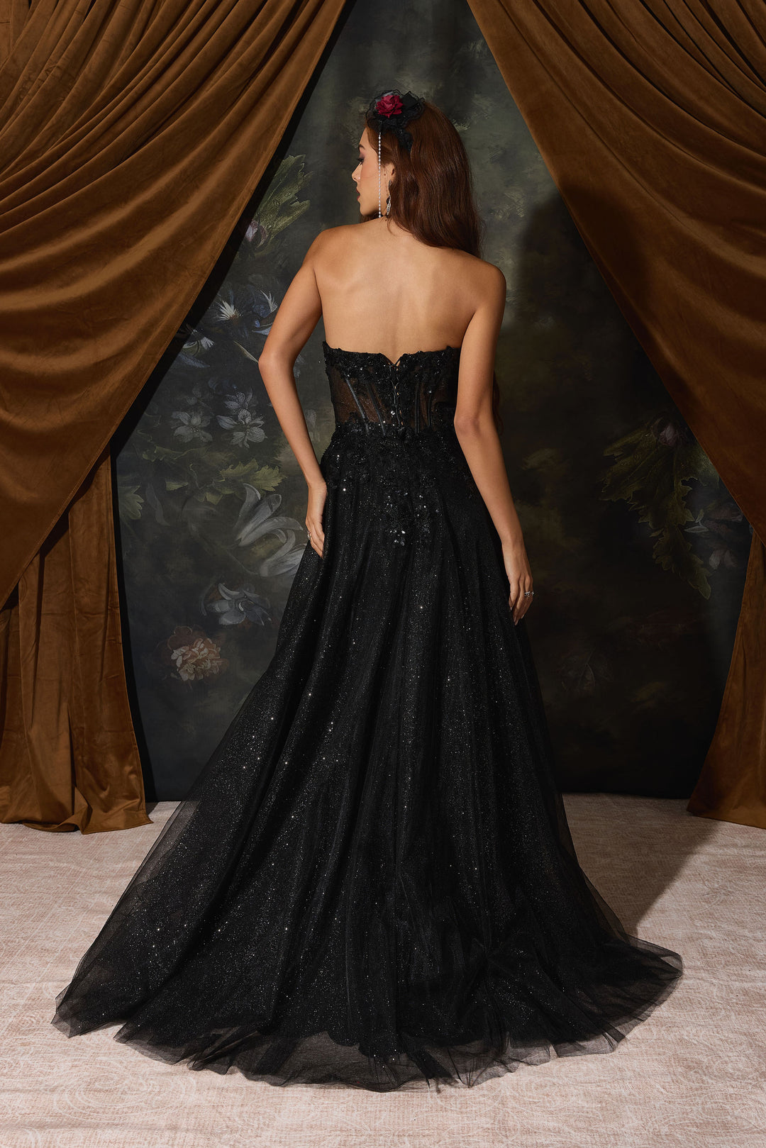 Applique Strapless A-line Gown by Eureka EK208