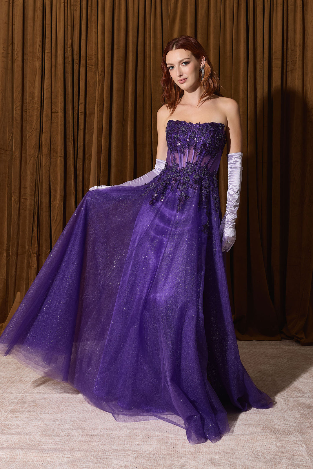 Applique Strapless A-line Gown by Eureka EK208