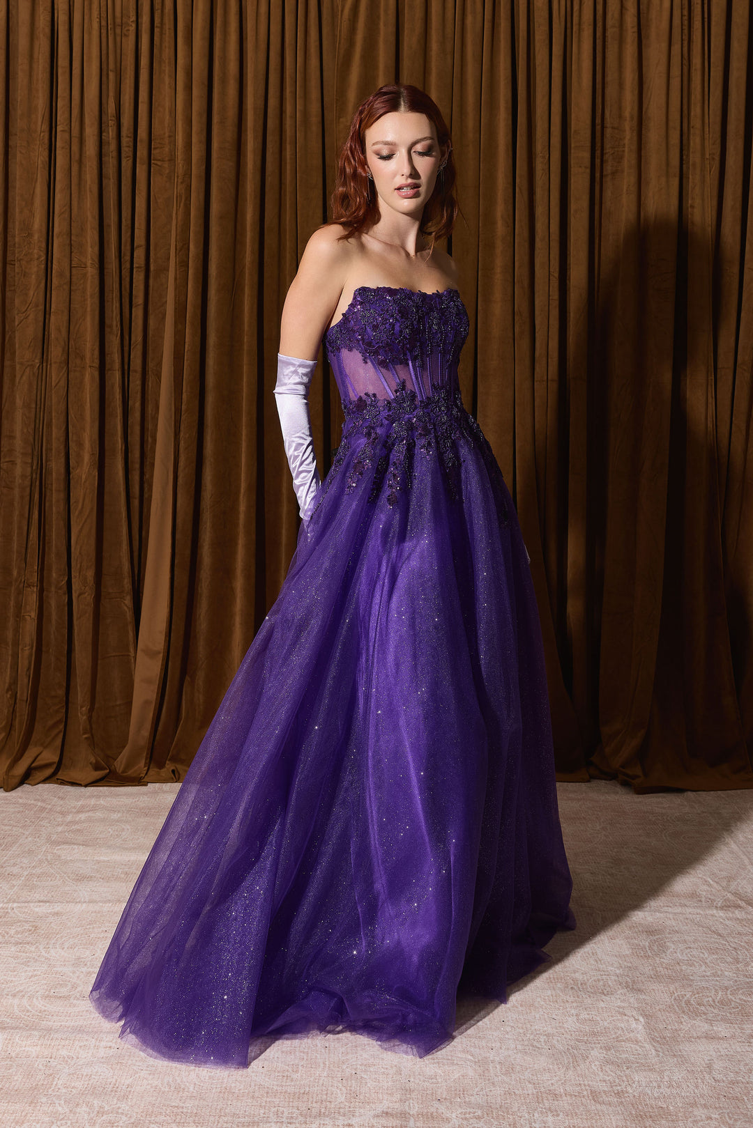 Applique Strapless A-line Gown by Eureka EK208