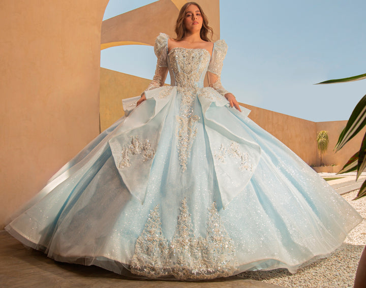 Puff Sleeve Strapless Quinceanera Dress by Ragazza EV56-656