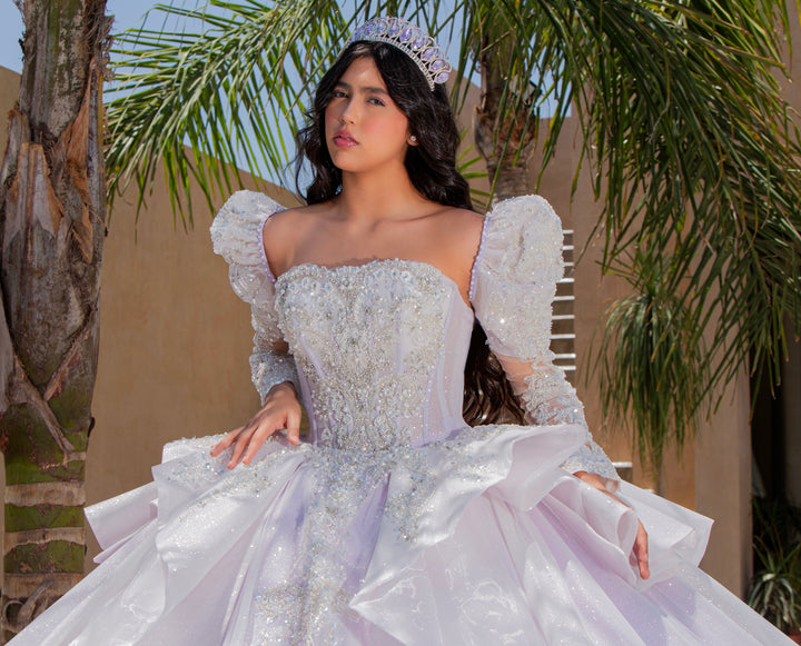 Puff Sleeve Strapless Quinceanera Dress by Ragazza EV56-656