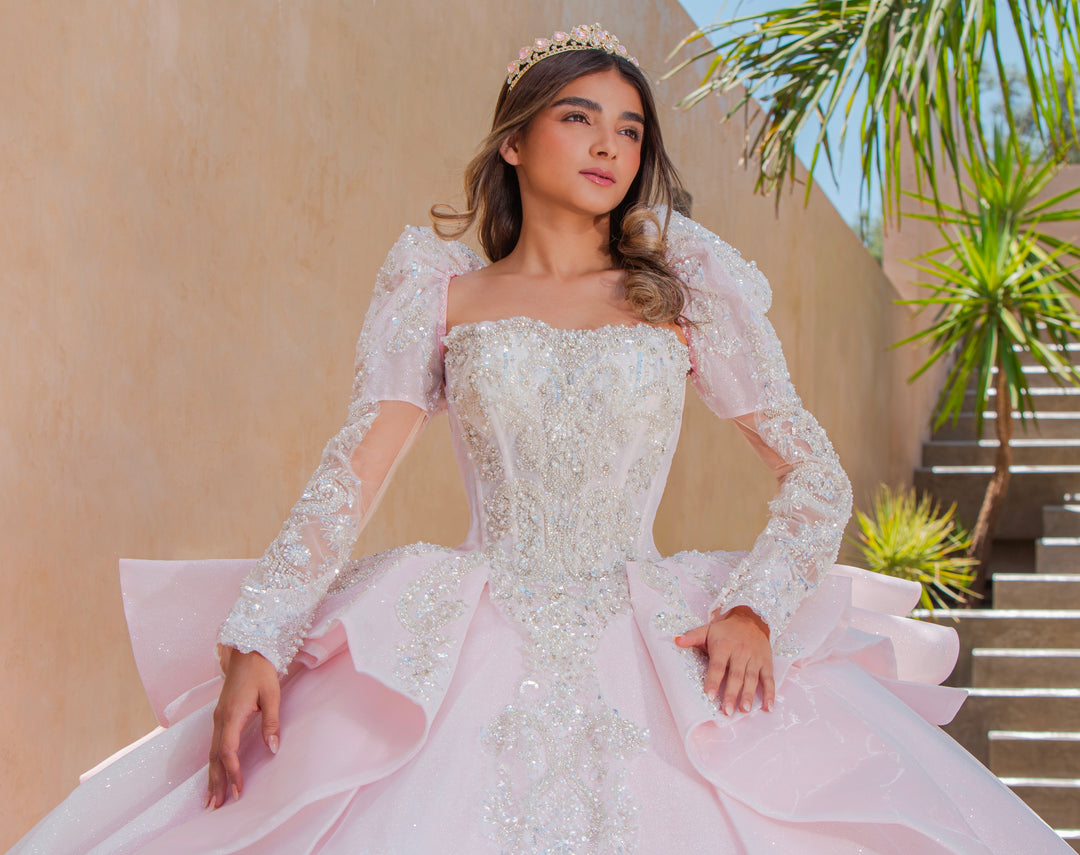 Puff Sleeve Strapless Quinceanera Dress by Ragazza EV56-656