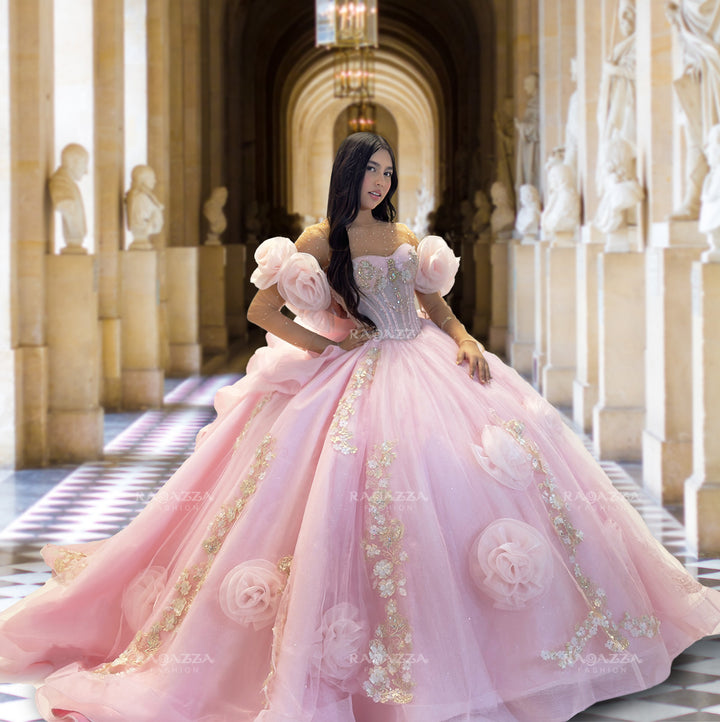 Rosette Quinceanera Dress by Ragazza EV63-663