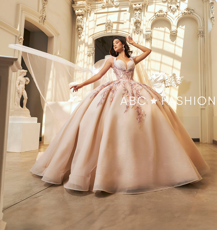 Sleeveless Cape Quinceanera Dress by Ragazza EV64-664