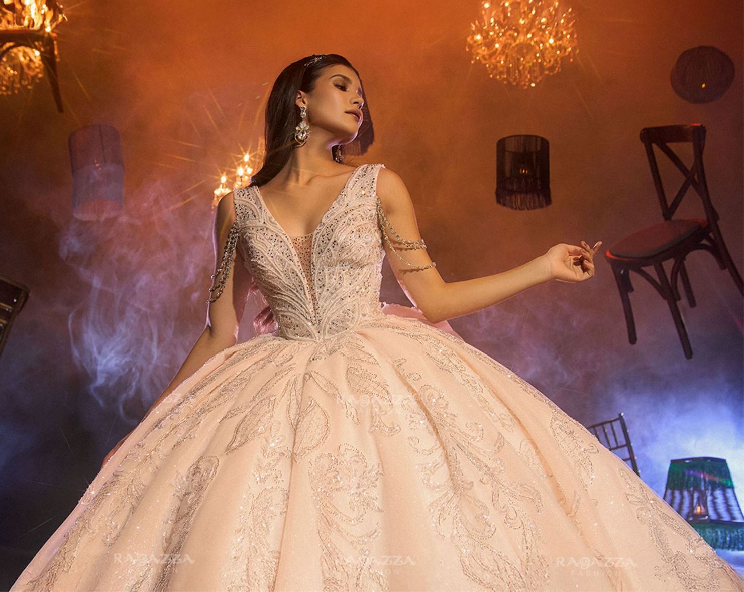 V-Neck Quinceanera Dress by Ragazza EV73-673 – ABC Fashion