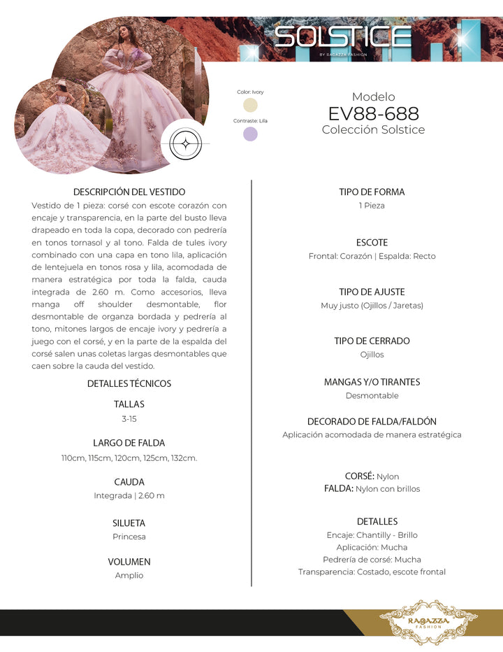 Long Sleeve Quinceanera Dress by Ragazza EV88-688