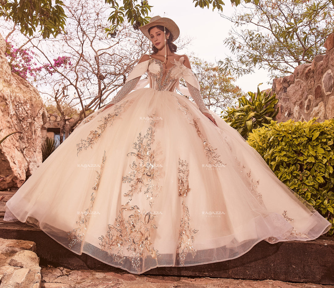 Long Sleeve Quinceanera Dress by Ragazza EV88-688