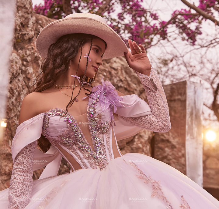 Long Sleeve Quinceanera Dress by Ragazza EV88-688