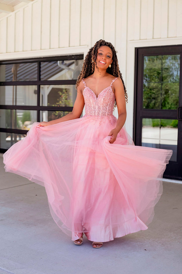 Embroidered A-line Tulle Gown by Nox Anabel F1086 - Outlet