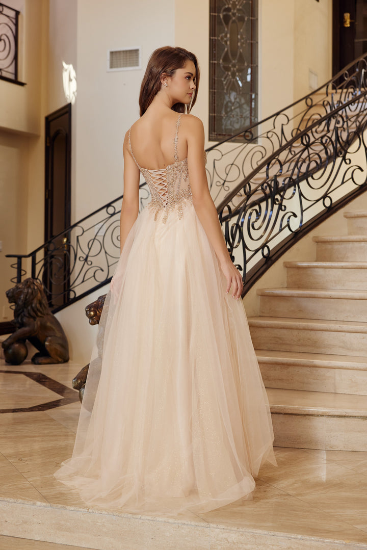Beaded Sleeveless Ball Gown by Nox Anabel F1726