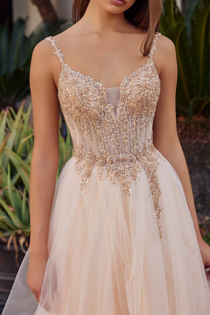 Beaded Sleeveless Ball Gown by Nox Anabel F1726