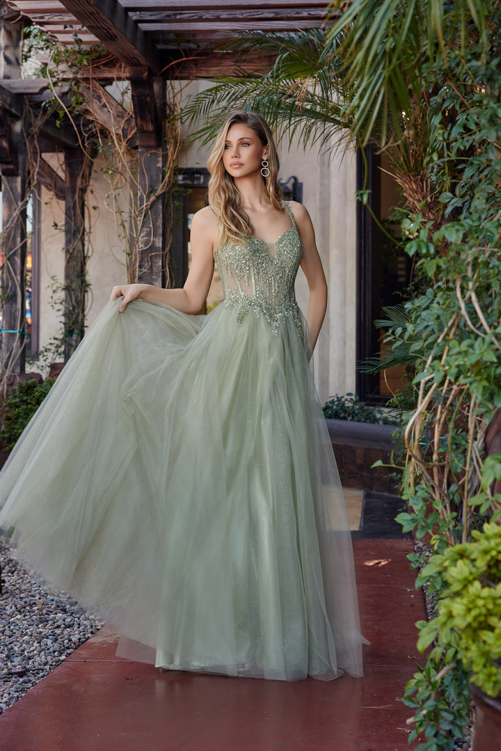 Beaded Sleeveless Ball Gown by Nox Anabel F1726