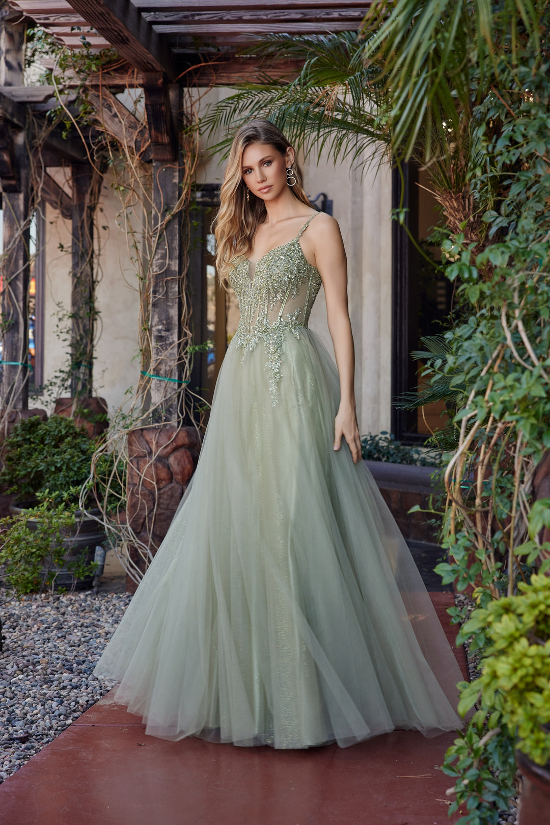 Beaded Sleeveless Ball Gown by Nox Anabel F1726