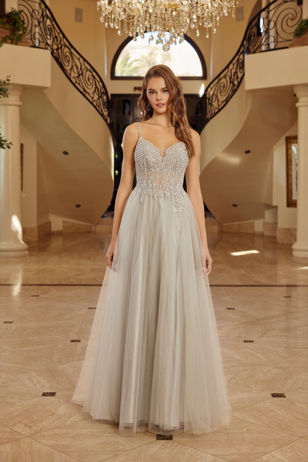Beaded Sleeveless Ball Gown by Nox Anabel F1726