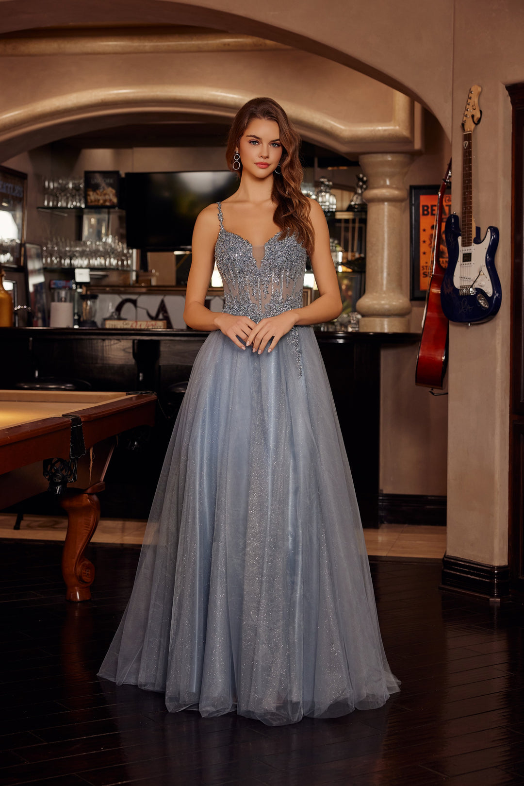 Beaded Sleeveless Ball Gown by Nox Anabel F1726