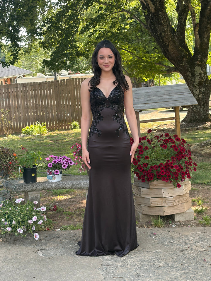 Beaded Satin Sleeveless Gown by Faviana 11002