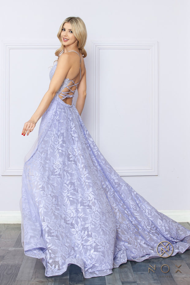Embroidered Sleeveless Overskirt Gown by Nox Anabel G1353