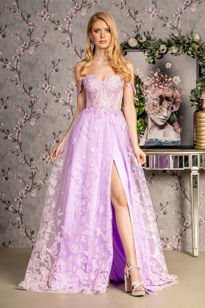 Embroidered Sweetheart A-line Slit Gown by GLS Gloria GL3206