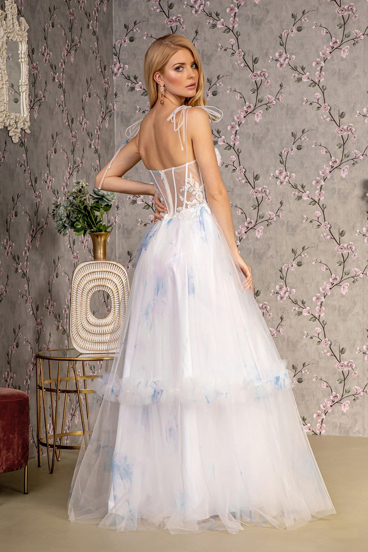 Embroidered Sheer Corset Tiered Gown by GLS Gloria GL3208