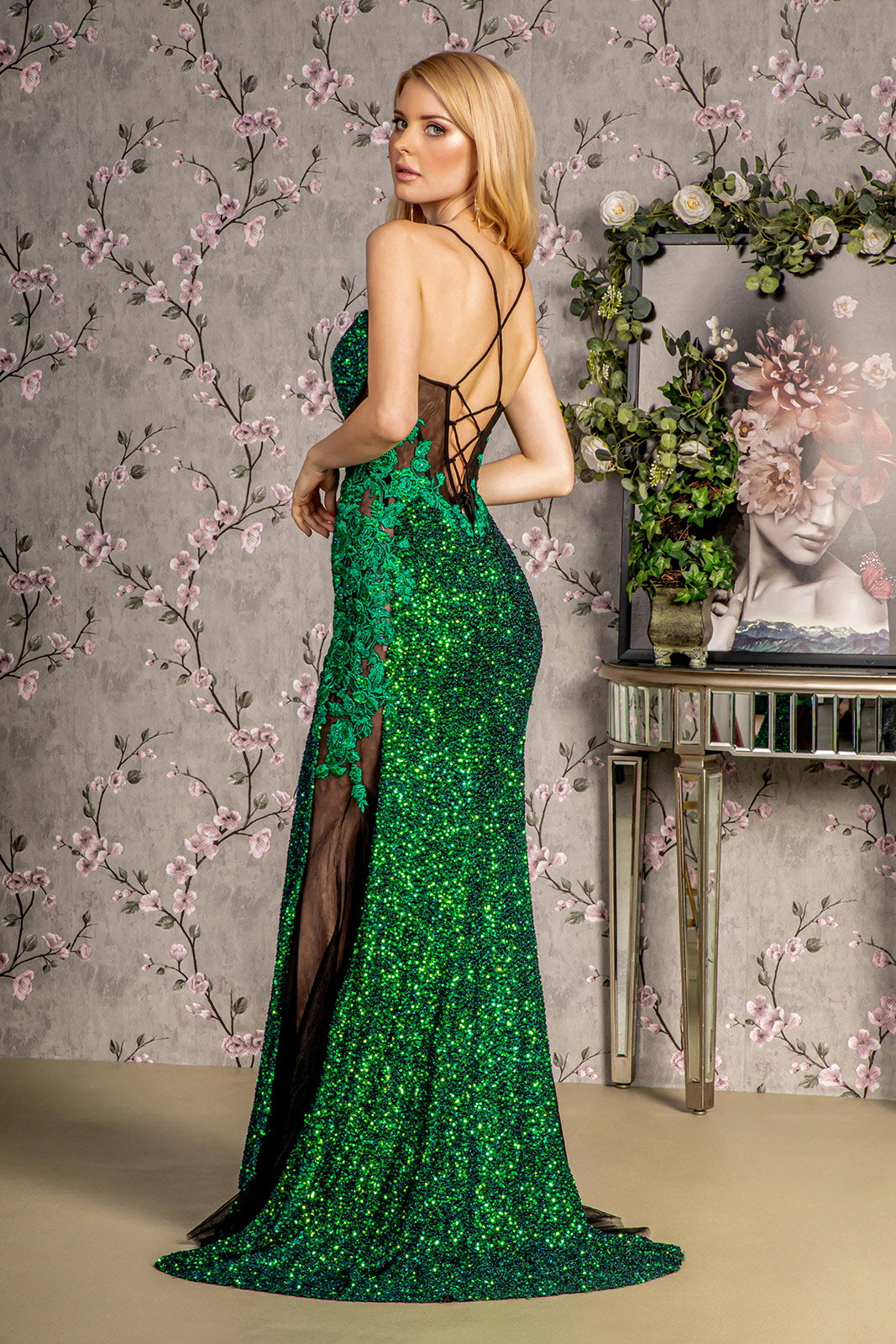 Embroidered Corset Sequin Mermaid Dress by GLS Gloria GL3217